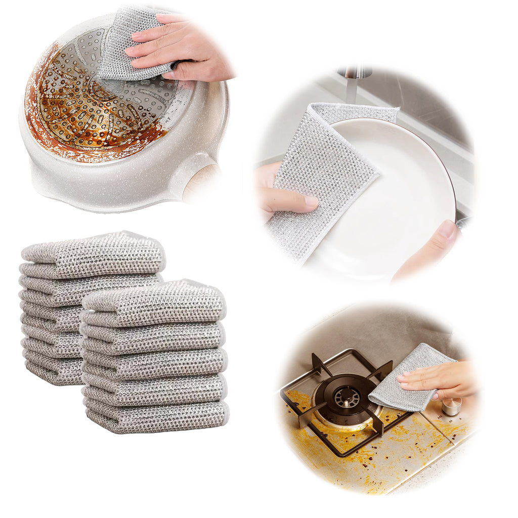 Multipurpose wire dish cloth, durable design. Gentle yet powerful. 2025 New Multipurpose Wire Dish Cloth, Wet and Dry, Reusable Premium Metal Scrub Pad Sponge Cleaning Tool for Home Kitchen