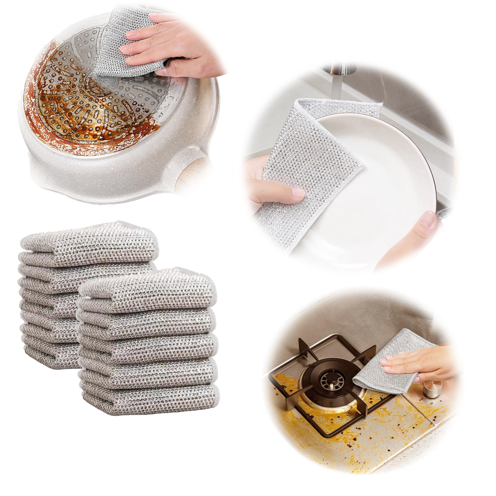 Multipurpose wire dish cloth, durable design. Gentle yet powerful. 2025 New Multipurpose Wire Dish Cloth, Wet and Dry, Reusable Premium Metal Scrub Pad Sponge Cleaning Tool for Home Kitchen