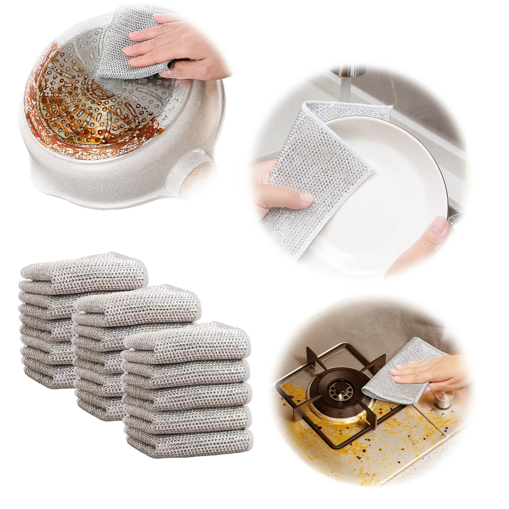 Multipurpose wire dish cloth, durable design. Gentle yet powerful. 2025 New Multipurpose Wire Dish Cloth, Wet and Dry, Reusable Premium Metal Scrub Pad Sponge Cleaning Tool for Home Kitchen
