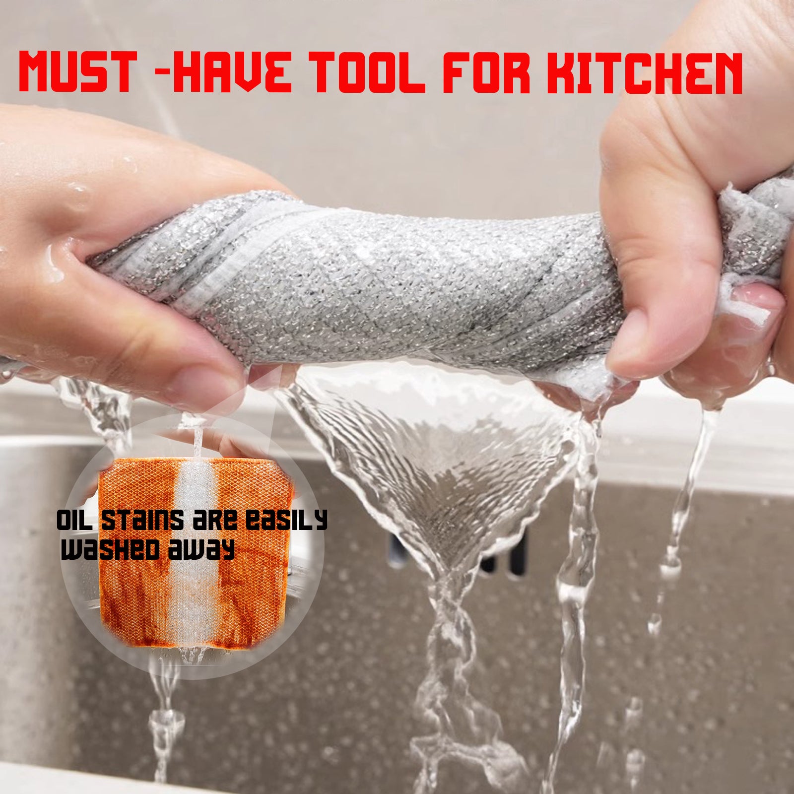 Multipurpose wire dish cloth, durable design. Gentle yet powerful. 2025 New Multipurpose Wire Dish Cloth, Wet and Dry, Reusable Premium Metal Scrub Pad Sponge Cleaning Tool for Home Kitchen