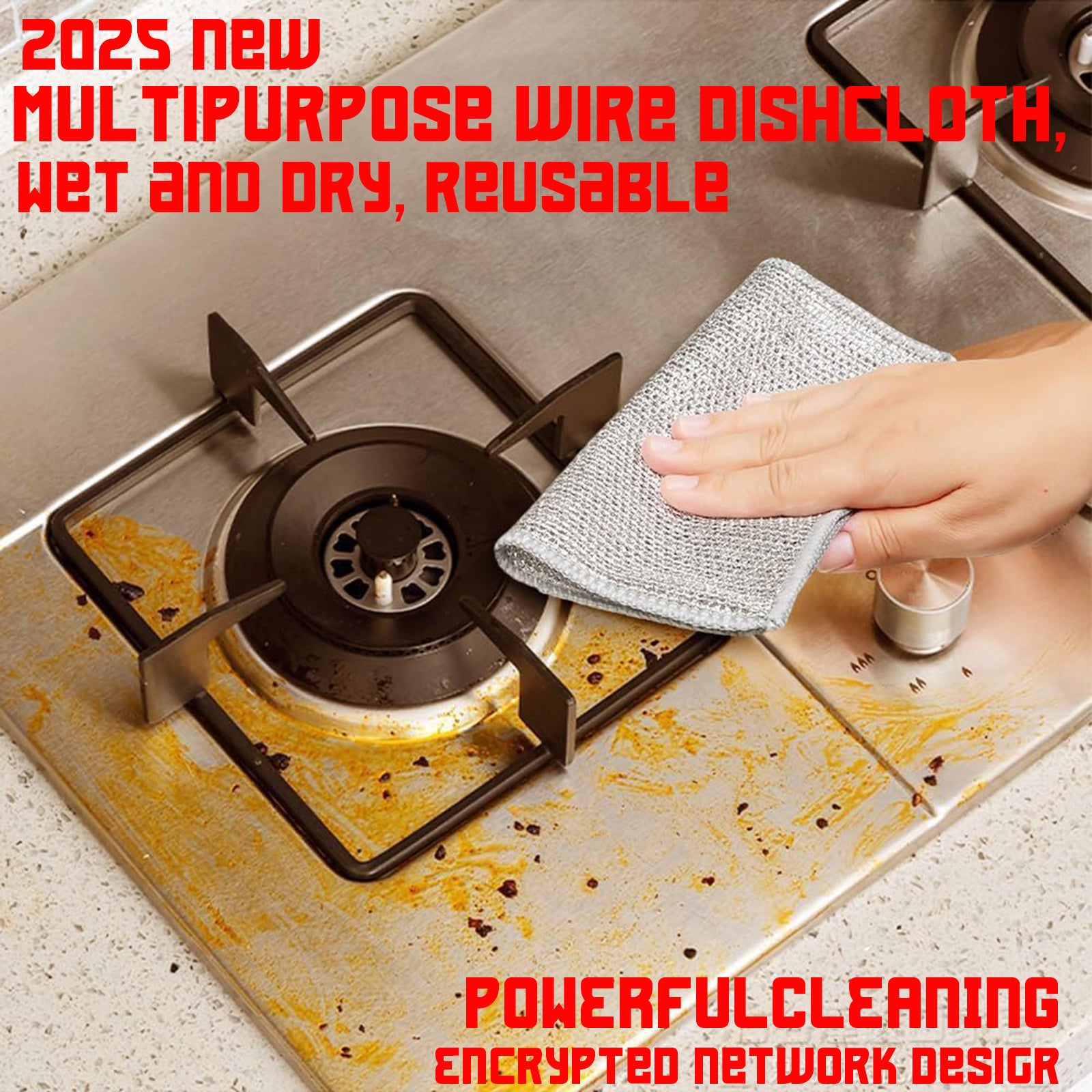 Multipurpose wire dish cloth, durable design. Gentle yet powerful. 2025 New Multipurpose Wire Dish Cloth, Wet and Dry, Reusable Premium Metal Scrub Pad Sponge Cleaning Tool for Home Kitchen