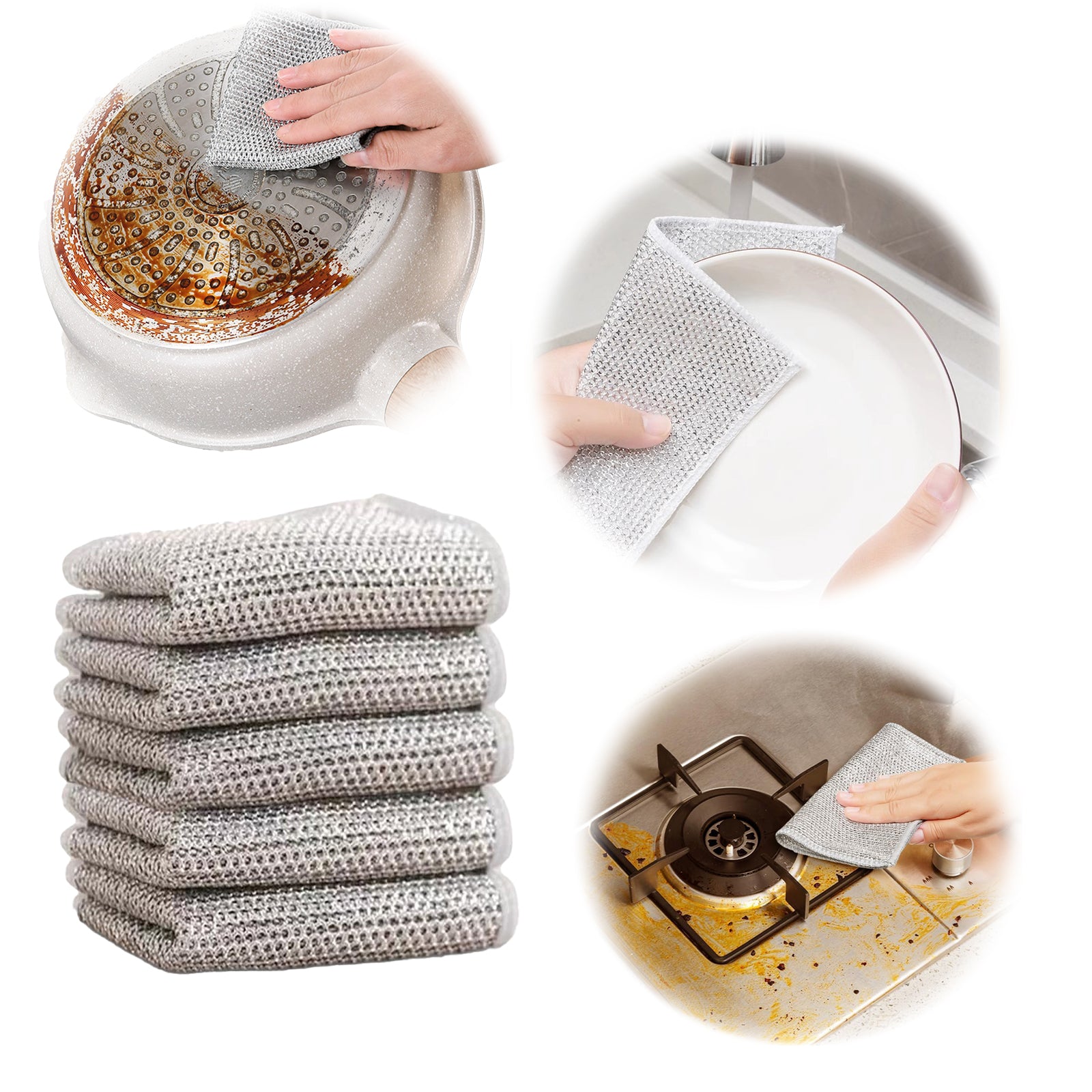 Multipurpose wire dish cloth, durable design. Gentle yet powerful. 2025 New Multipurpose Wire Dish Cloth, Wet and Dry, Reusable Premium Metal Scrub Pad Sponge Cleaning Tool for Home Kitchen