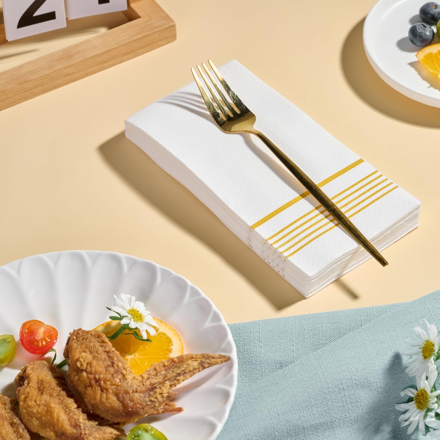 200Paper Dinner Napkins, Absorbent Paper Napkins, Premium Quality Guest Towels, 2-Ply Disposable Hand Towels for Thanksgiving, Kitchen, Events, Parties or Events